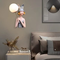 cartoon cute girl wall lamp nordic modern bedside lamps glass lampshade bedroom living room tv background wall decor lighting d