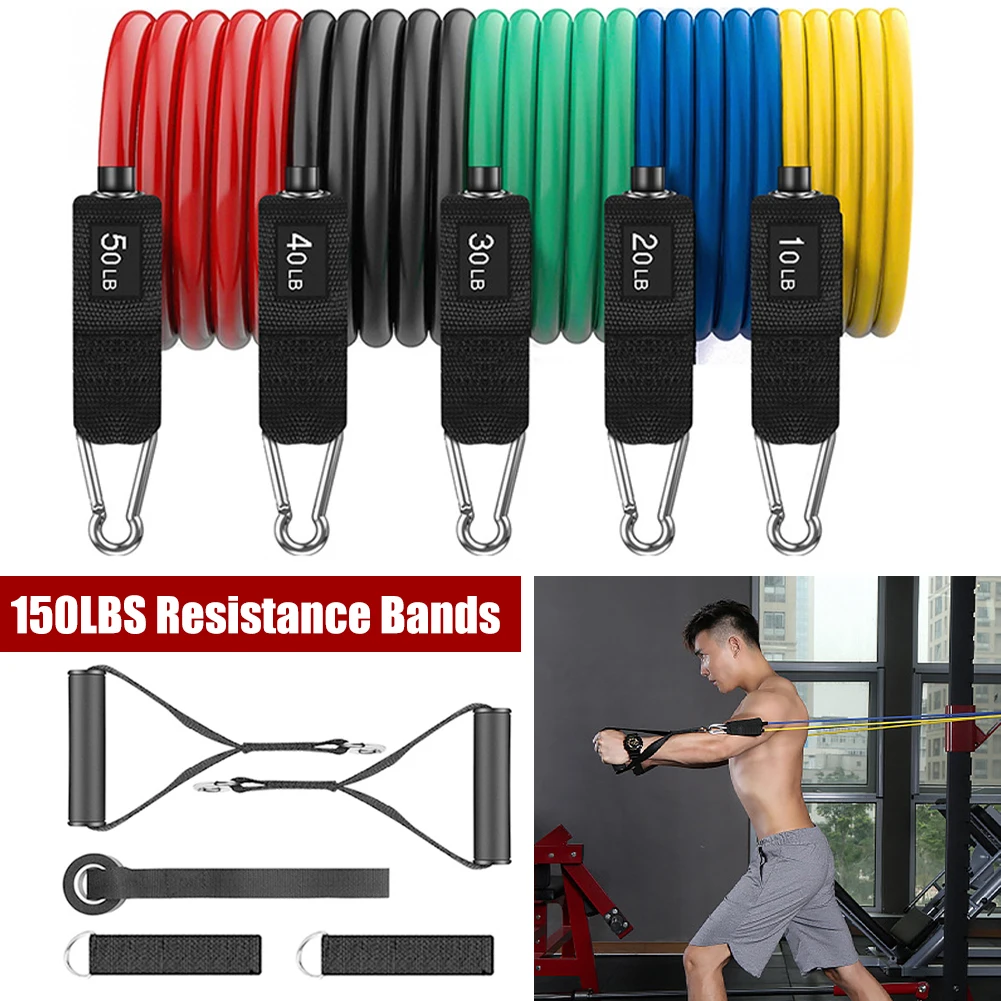 

Latex Resistance Bands Set Elastic Fitness Bands Yoga Tubes Pull Rope For Fitness Exercise Workouts Strength Training 150LB