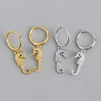 2020 new earrings light luxury fashion versatile seahorse s925 pure tremella stud ear button