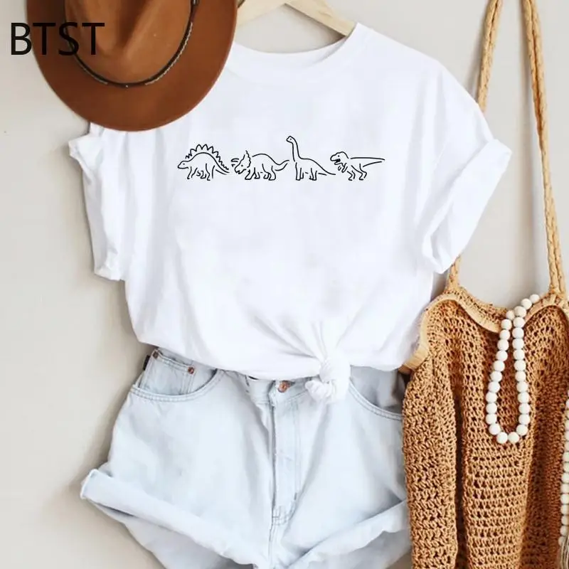 

Women Cartoon Dinosaur Funny Cute Trend 90s Style Fashion Summer Lady Print Tee Graphic T Top Female Tshirts Clothes T-Shirt