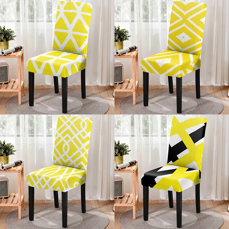 

Yellow Simple Graphic Print Home Decor Chair Cover Removable Anti-dirty Dustproof Stretch Chair Cover Chairs for Bedroom Chairs