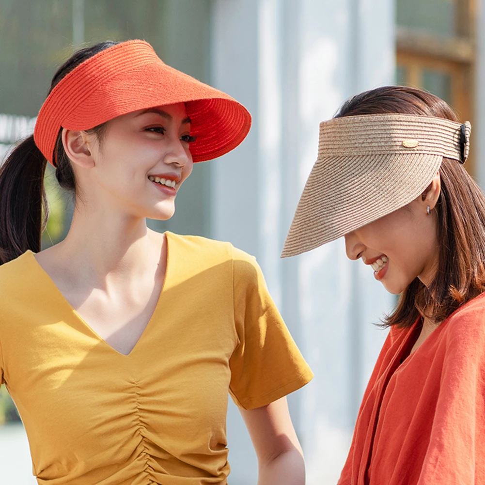 

OhSunny Women Hat Panama Beach Cap Summer Sunhats Foldable Washable Adjustable Straw Hat UV Protection Cap UPF 50+