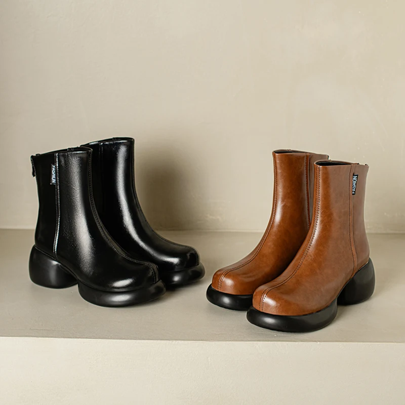 Kcenid модные мотоциклетные ботинки с круглым носком женские осенне-зимние