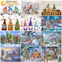 chenistory christmas diy paint by numbers kits for adults scenery frameless oil painting by numbers on canvas digital painting d