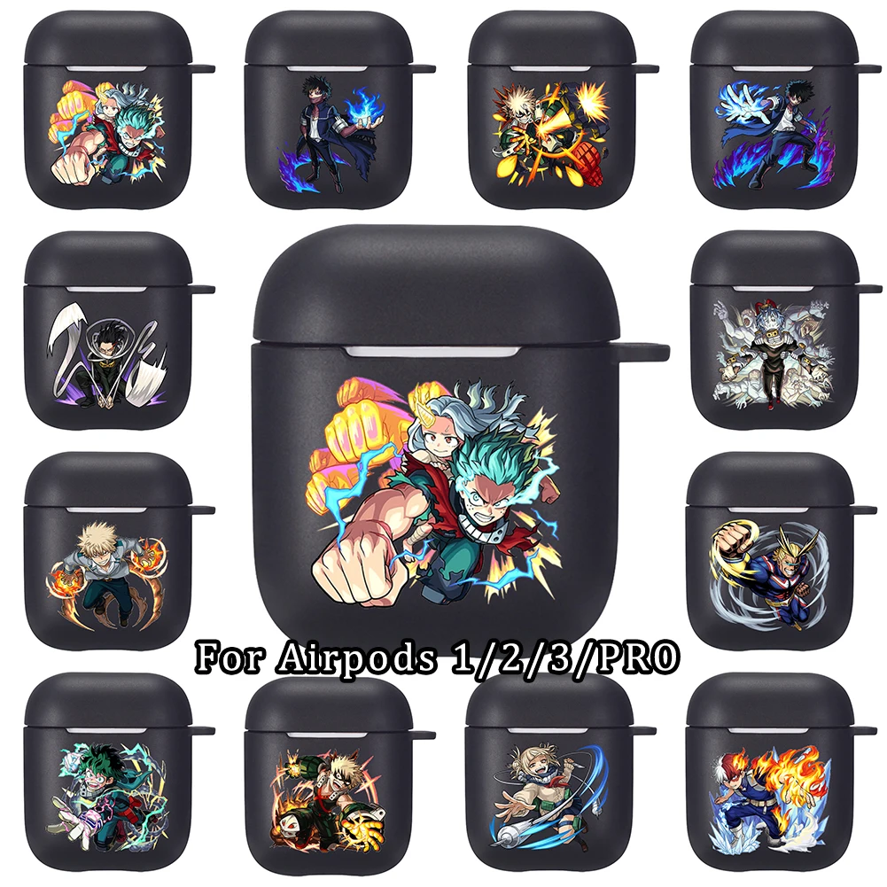 

Anime My Hero Academia Silicone Case for Apple Airpods 1 2 Cases Soft Black Airpods Earphone Cover Air Pods Pro Coque