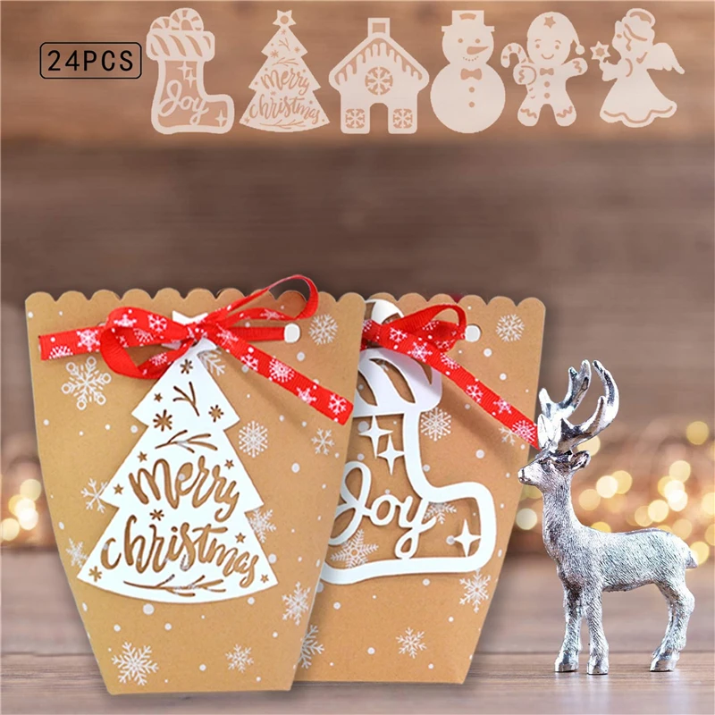 

Рождественский домик, Рождественская Подарочная коробка, Подарочный пакет из крафт-бумаги для конфет, бумажный пакет, коробка для конфет и ...