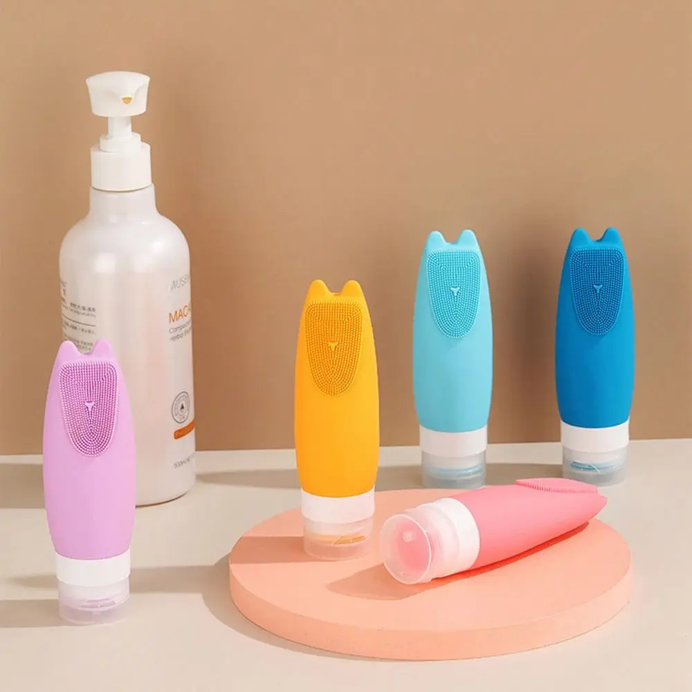 

New Soft Silicone Cleaning Brush Head Refillable Bottles Foaming Soap Dispenser For Liquid Lotion Shampoo Shower Gel Containers