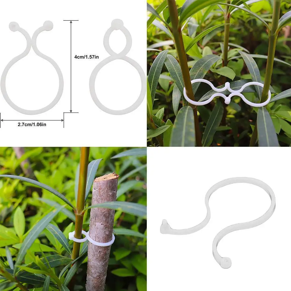 

50/100 Pcs Vine Strapping Clips Plant Support Garden Clips Tool Buckle Tomato Stem Garden Flower Stand Greenhouse Ring E5Q1