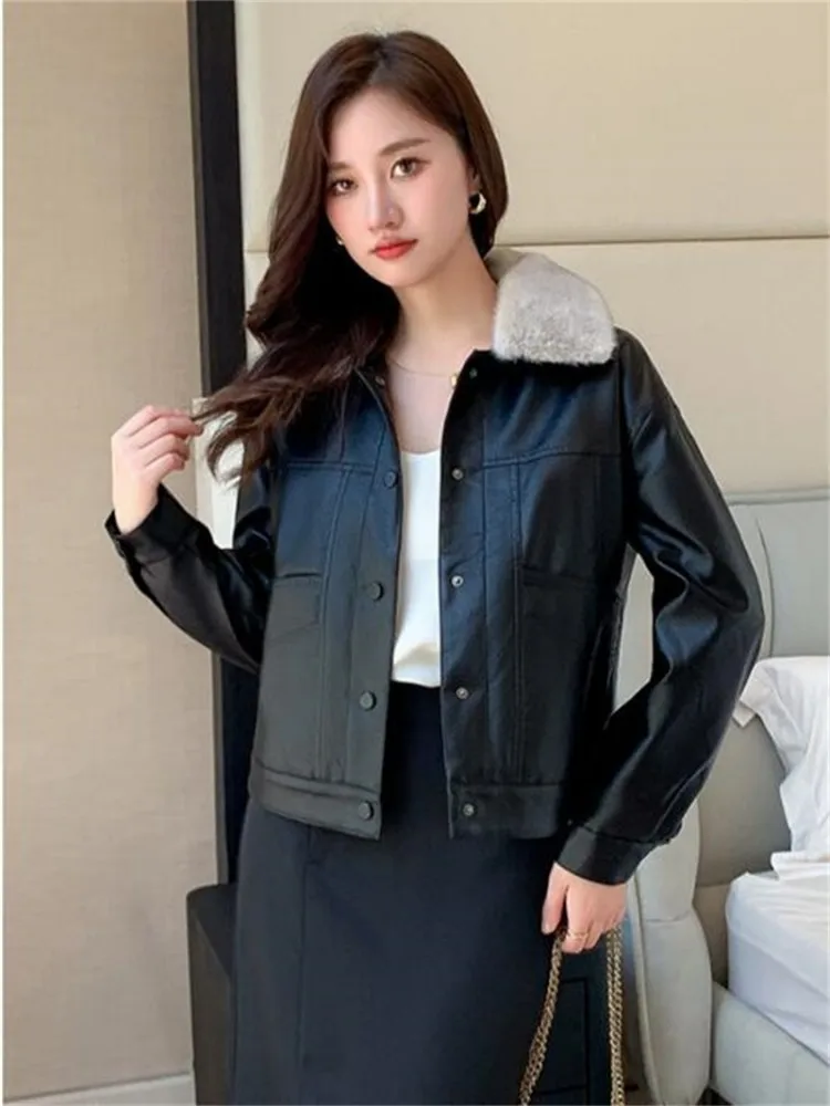 ZXRYXGS зимнее пальто из искусственной кожи с плюшевой подкладкой новинка 2023