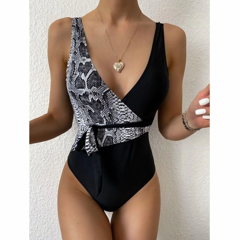 

Сексуальный купальник с V-образным вырезом, женский купальник, стринги, Бразильская пляжная одежда с леопардовым принтом, купальный костюм Y2k, бикини с контрастной строчкой для женщин