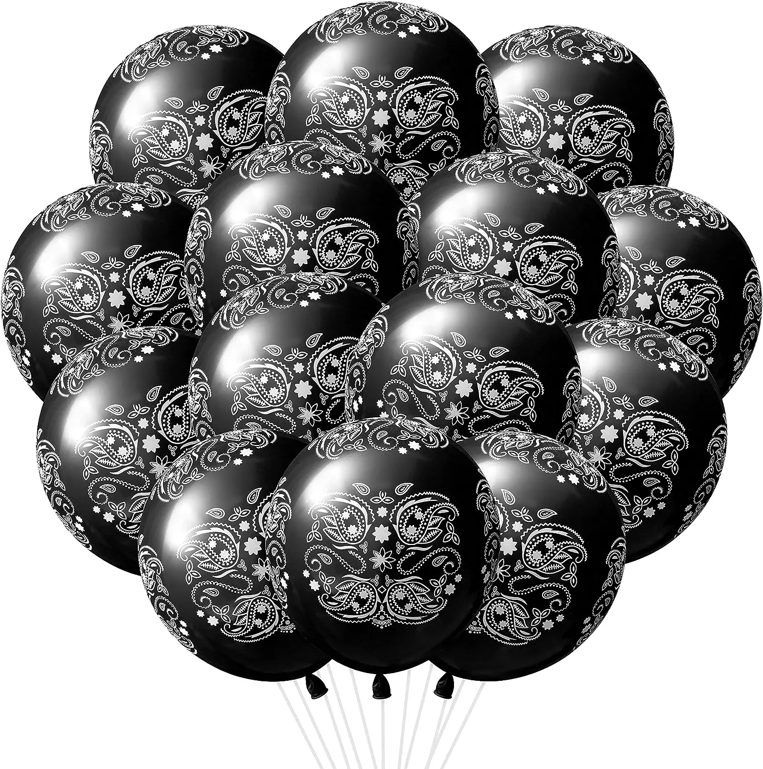 

24 Pcs Black Bandana Balloons for Western Party Supply Black Happy Birthday party Decorations
