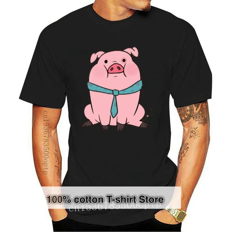 

New Men t-shirt Waddles Pig Cartoon tie a tie tshirt Women t shirt