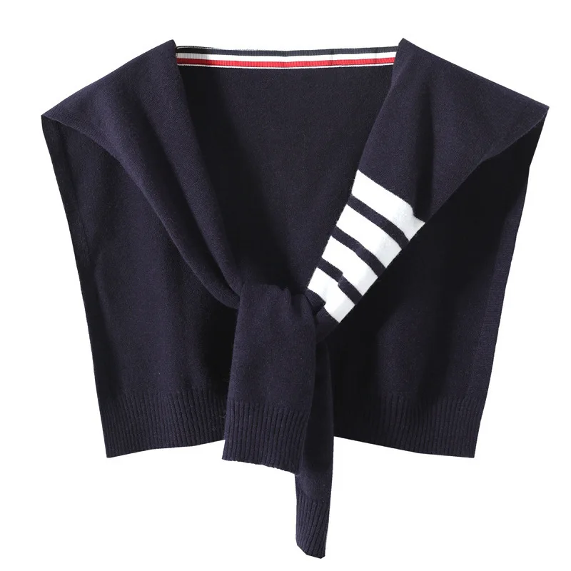 LDZWSM полосатая вязаная шаль весенняя и осенняя женская накидка с перекрестной