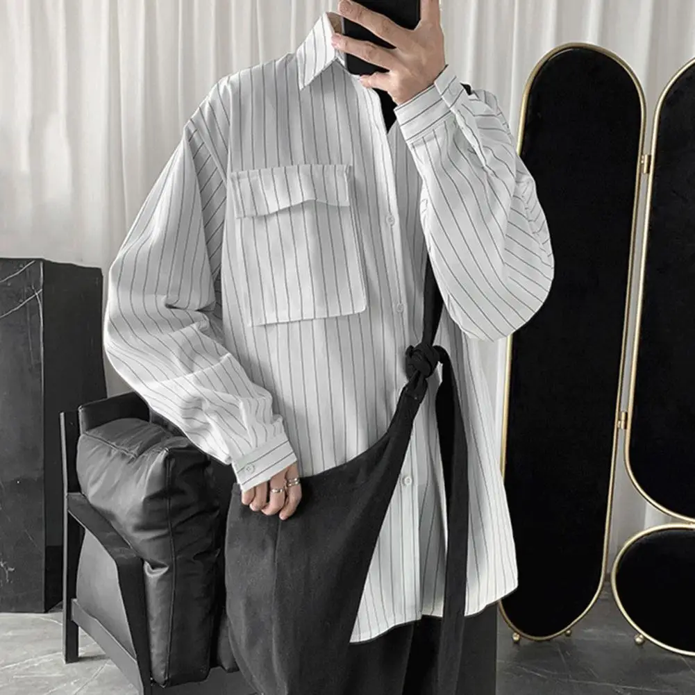 

Chic Shirt Cardigan Spring Shirt Single Breasted Casual Pocket Autumn Shirt Match Pants