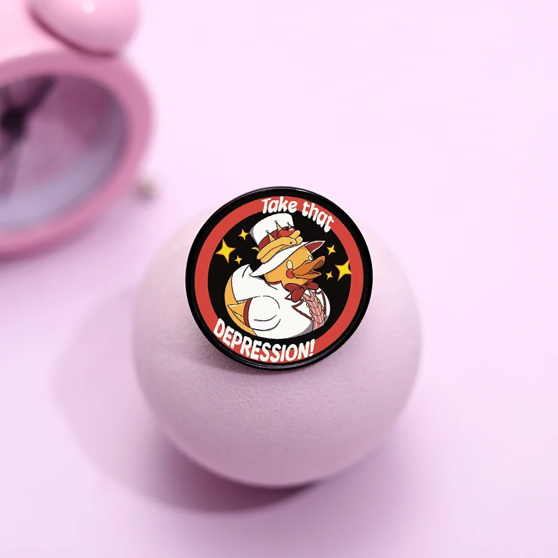 Эмалированная булавка Возьмите этот депрессионную утку брошь в стиле аниме с