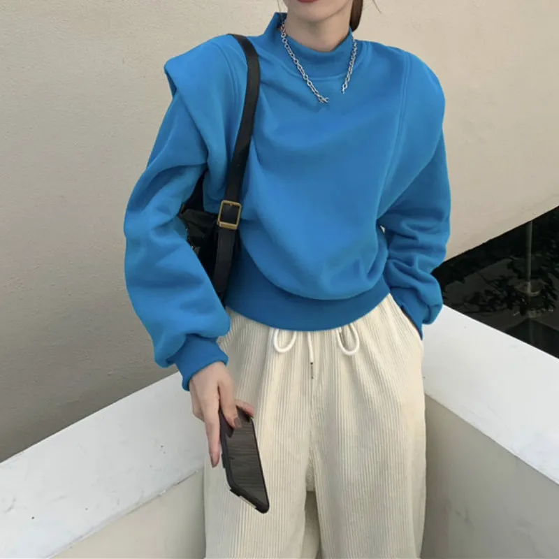 Свитшот Ezgaga женский уличный модный плотный однотонный корейский топ с круглым