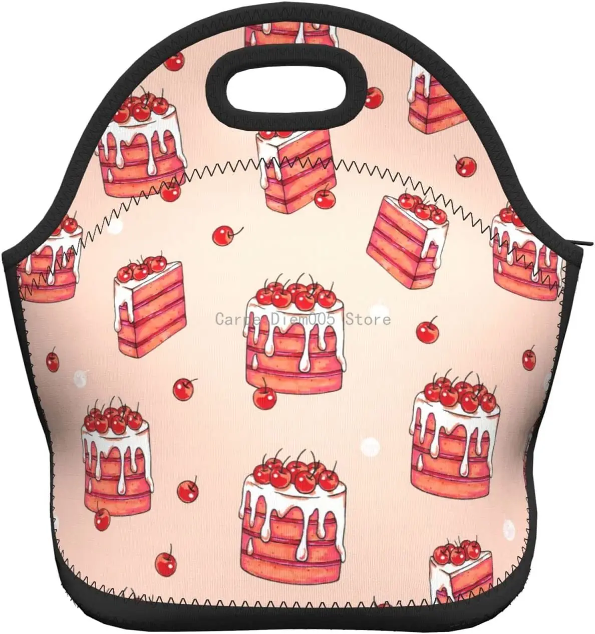 

Cherry Cake Lunch Bag Neoprene Lunch Bag Insulated Lunch Box Tote