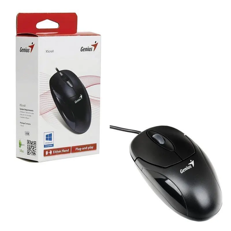 Мышь проводная оптическая GENIUS XScroll V3 USB 2 кнопки + 1 колесо-кнопка чёрный 31010233100 -