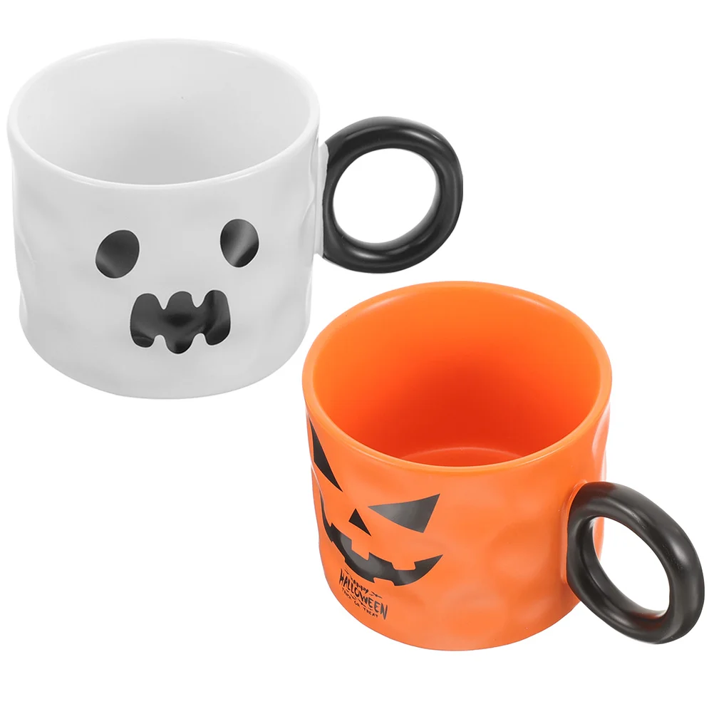 

2 Pcs Coffee Glasses Ceramic Mug Halloween Souvenir Pumpkin Cup Home Ceramics Water Office