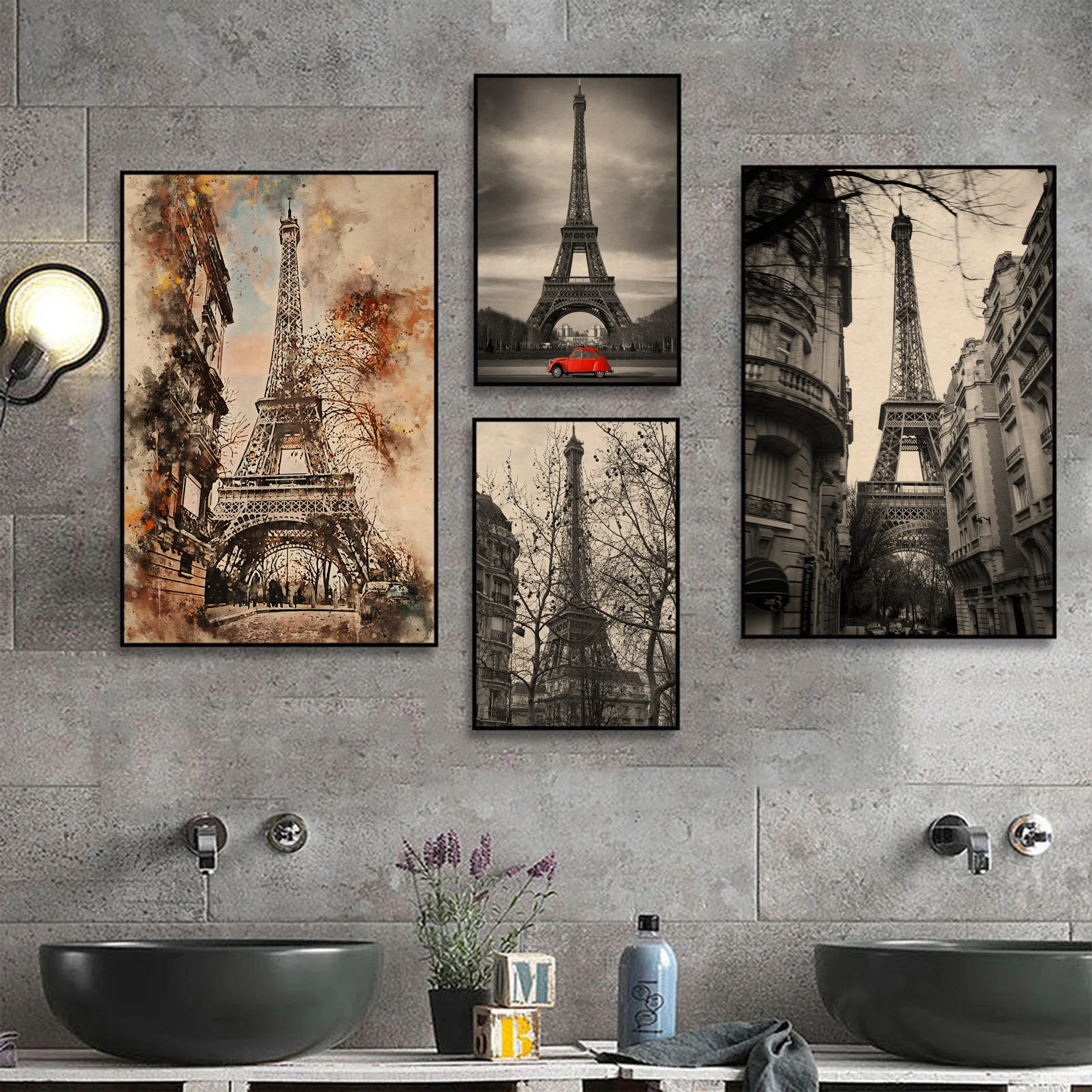 

Painting Eiffel Tower Art Poster For Living Room Bar Decoration Wall Decor