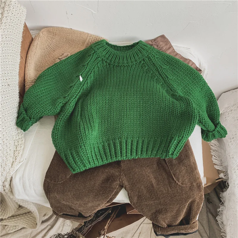 Детский трикотажный кардиган с длинным рукавом и круглым вырезом