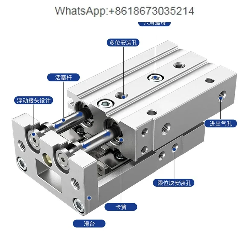 Ползунковый цилиндр SMC MXS6/8/12/16/20/25-10/20/30/40/75/100/150A/BS