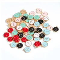 10pcs 12x14 round number charms double face enamel alloy charms handmade pendants diy bracelet necklace jewelry making wholesale