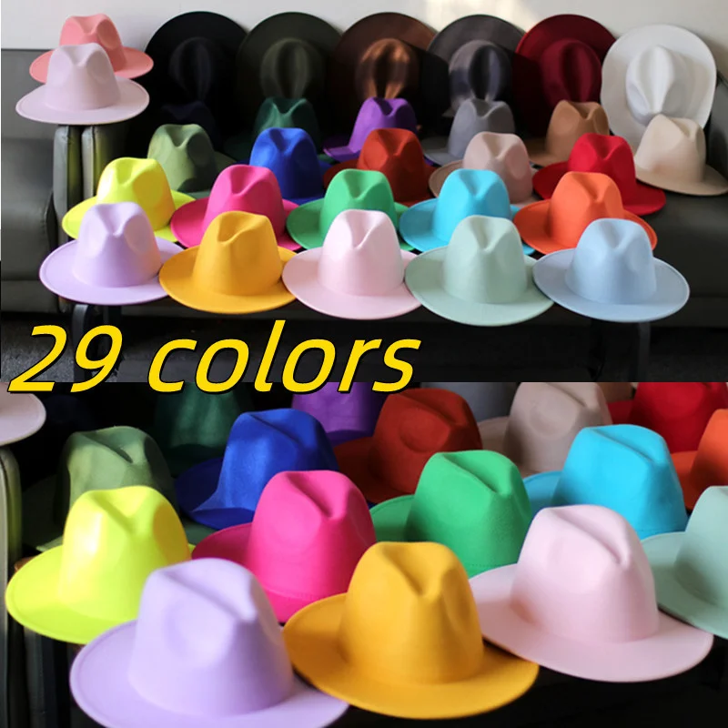 

Wolesale fedora 29 colors felt at men's jazz at fedora monocrome orane women's fedora women wit orras ombre trapstar