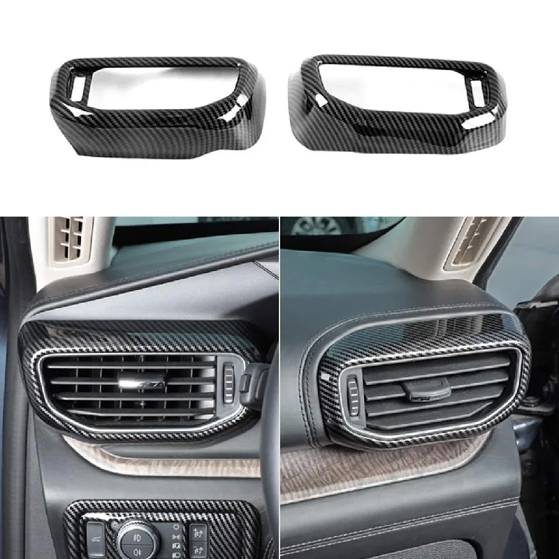 

For Ford Explorer 2020-2021 Carbon Fiber 2X Front Side Air Outlet Vent Cover Trim ABC Car Accessories