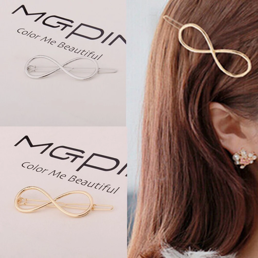 

1 шт. модная женская заколка для волос с позитивным знаком бесконечности золотого/серебряного цвета заколка 8 слов заколка для волос очарова...