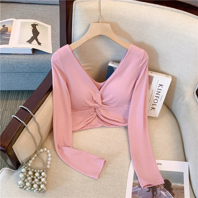 Pure Desire Эстетический сексуальный женский топ с v-образным вырезом и длинными