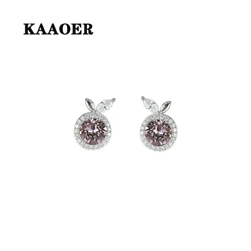 

KAAOER 2022 Новые 100% S925 новые модные темпераментные универсальные серьги с фруктами и кристаллами простой нишевой Дизайн Оптовая Продажа прямых...