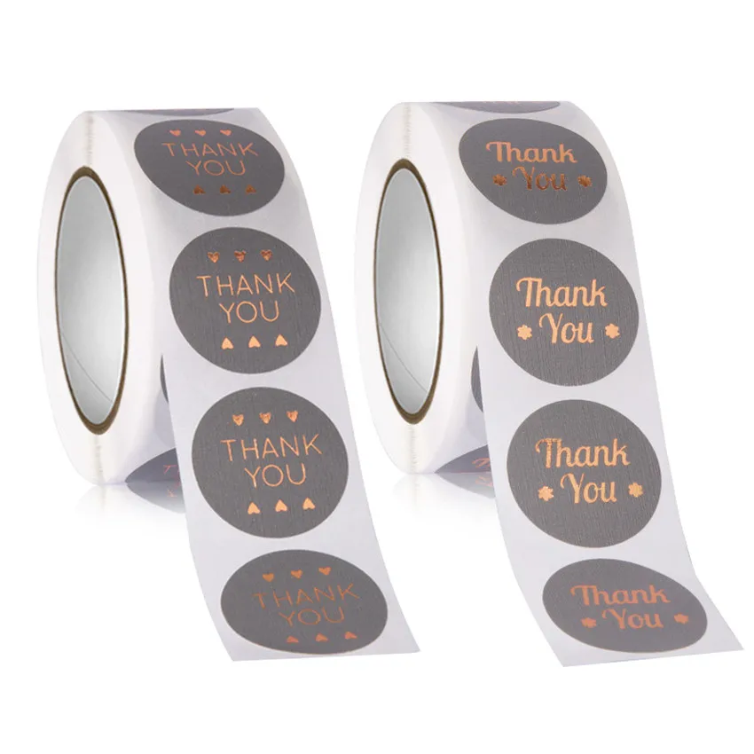 

350Pcs/ roll Gold Foil Thank You Stickers Round Thank You Adhesive Label For Business Gift packaging Envelope Seal Wedding Decor