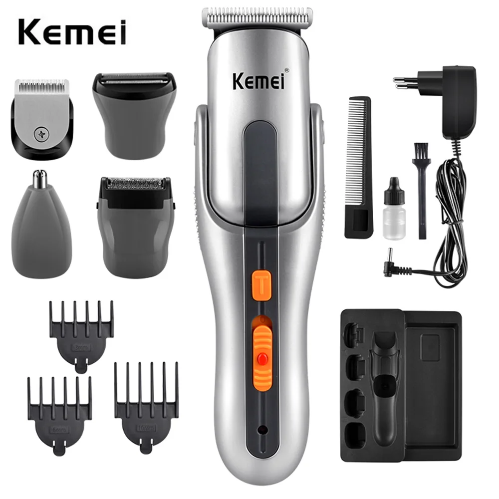 

5in1 Grooming Kit 220V Ear Nose Beard Cutting Kemel Set Kernei Finishing Cut Clipper Men Women Shaver Kemei Shaving Hair Removal