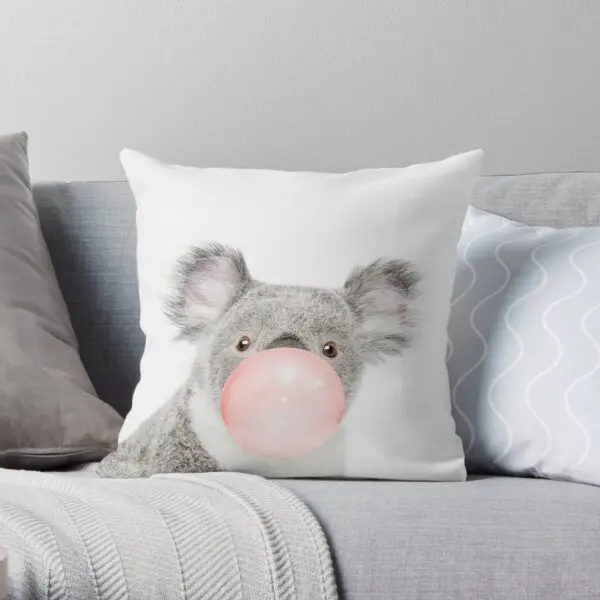 

Koala Print Bubble Gum Nursery Art K Printing Throw Pillow Cover Comfort Decorative Car Cushion Office Home Pillows not include