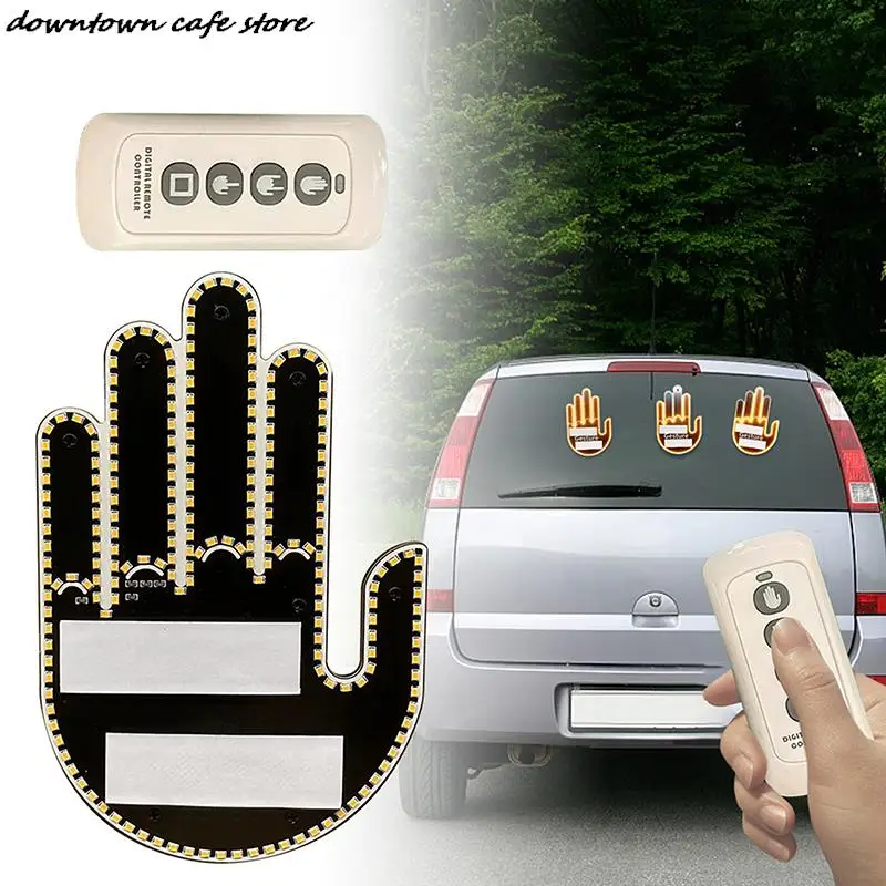 

Забавный автомобиль, телефон с дистанционным управлением, дорожные знаки ярости, жест среднего пальца, искусственный жест, дисплей, лампа, автомобильное интерактивное освещение