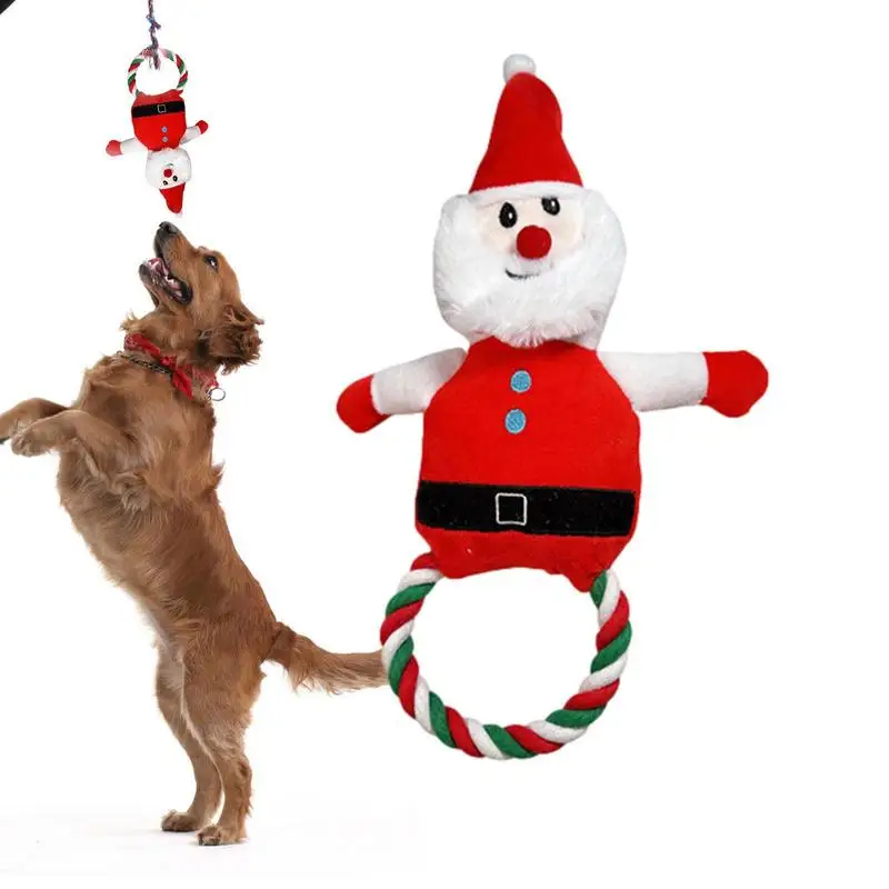 

Christmas Pet Chew Toy Bite Resistant Santa Claus Snowman Elk Plush Squeaky Toy Clean Teeth Dog Chew Training Toys