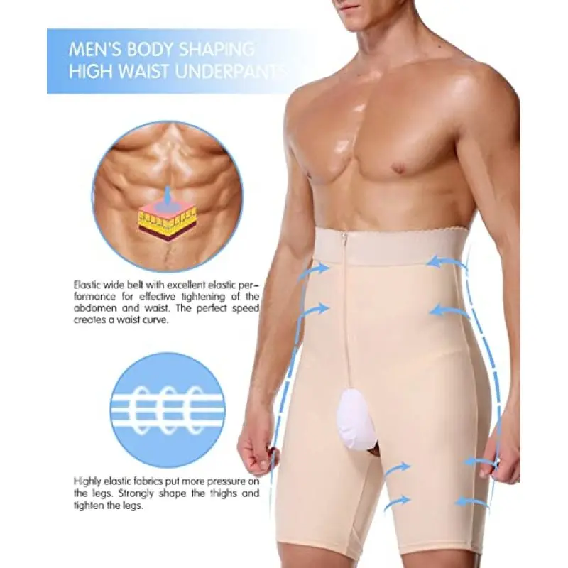 Men Tummy Control Shorts Shapewear High Waist Leg Slimming Girdle Body Shaper Underwear Boxer Briefs