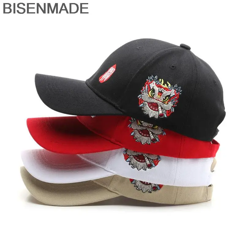 

BISENMADE Baseball Cap For Men And Women Letter Lion Dancing Embroidery Snapback Hat Hip Hop Caps Summer Visors Sun Cap 2022