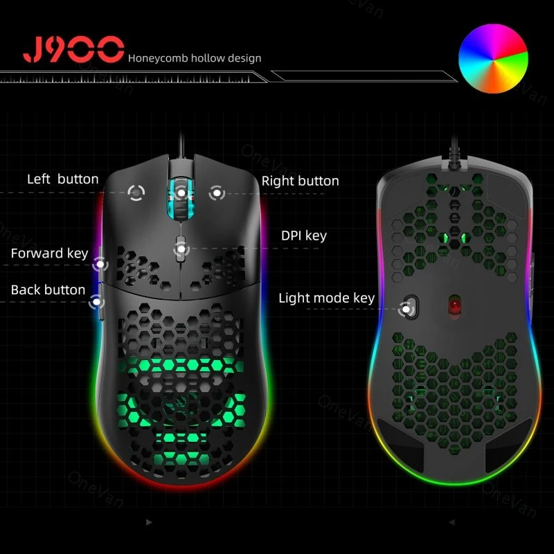 Игровая мышь RGB 6 клавиш поддержка различных проводных мышей светящаяся с