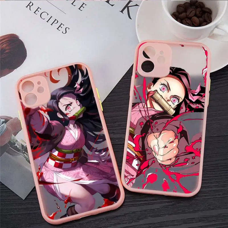 

Demon Slayer Kamado Nezuko anime Phone Case matte transparent For iphone 14 11 12 13 plus mini x xs xr pro max cover