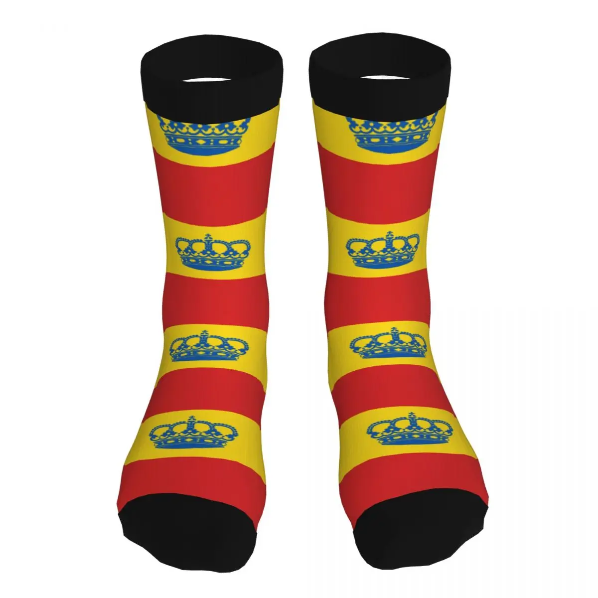 

Men's Spanish Crown Flag National Boat Pavilion Thick Contrast Color Socks 90% Polyester Clothes Crew Middle Tube Socks Original