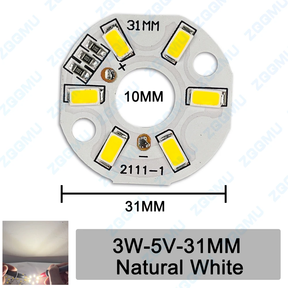 31 мм DC5V 3 Вт 5730 чип SMD DIY круглый красный зеленый синий белый теплый розовый