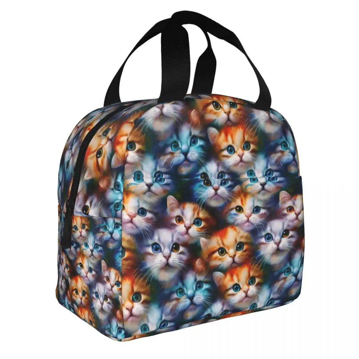 

Cute Cat Face Lunch Bento Bags Portable Aluminum Foil thickened Thermal Cloth Lunch Bag for Boys and Girls