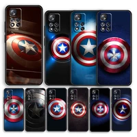 marvel captain america shield shockproof cover for xiaomi redmi note 11 10 11t 10s 9s 8 7 5g tpu soft silicone black phone case