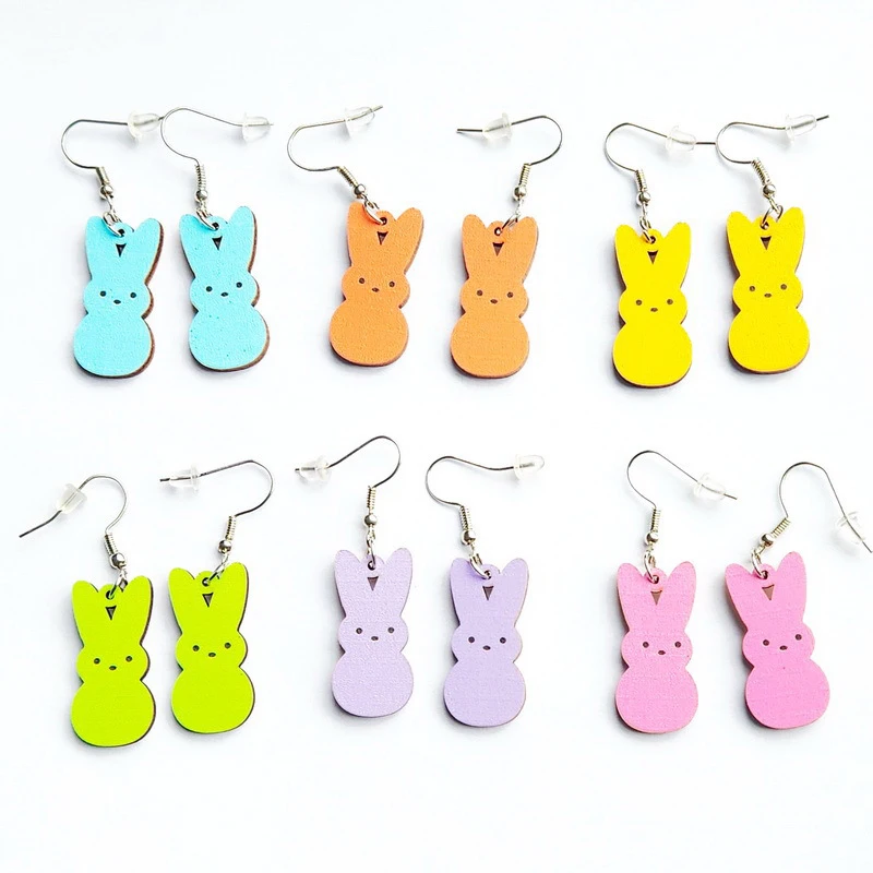 

Colorful Rabbit Acrylic DIY Hook Earring For Women Girl Fashion Jewelry Y2K Stainless Steel Piercing Ear Drop Dangle Accessorie