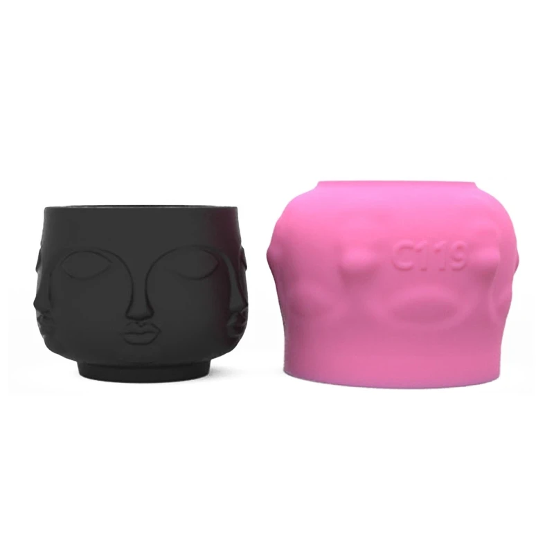 

Concrete Silicone Flower Pot Mold Face Succulent Cement Plaster Mould Soap Candle Mold Office Home Desktop Decor