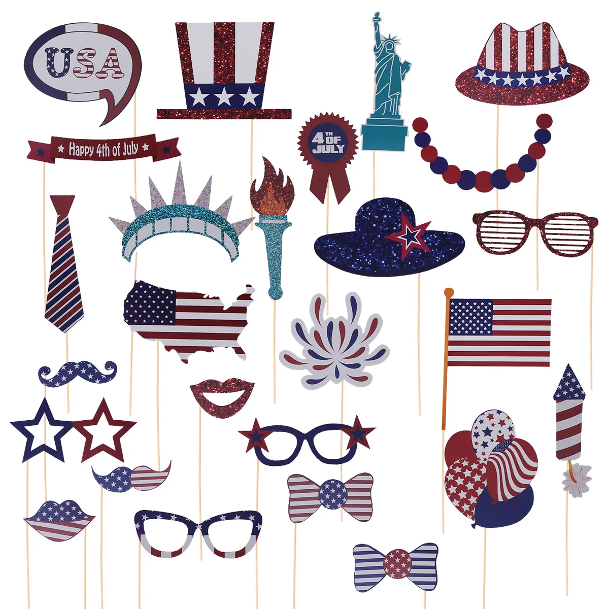 

Prop Day Independence Photo Funny Party Decor Family Patriot Props Decorations Kit