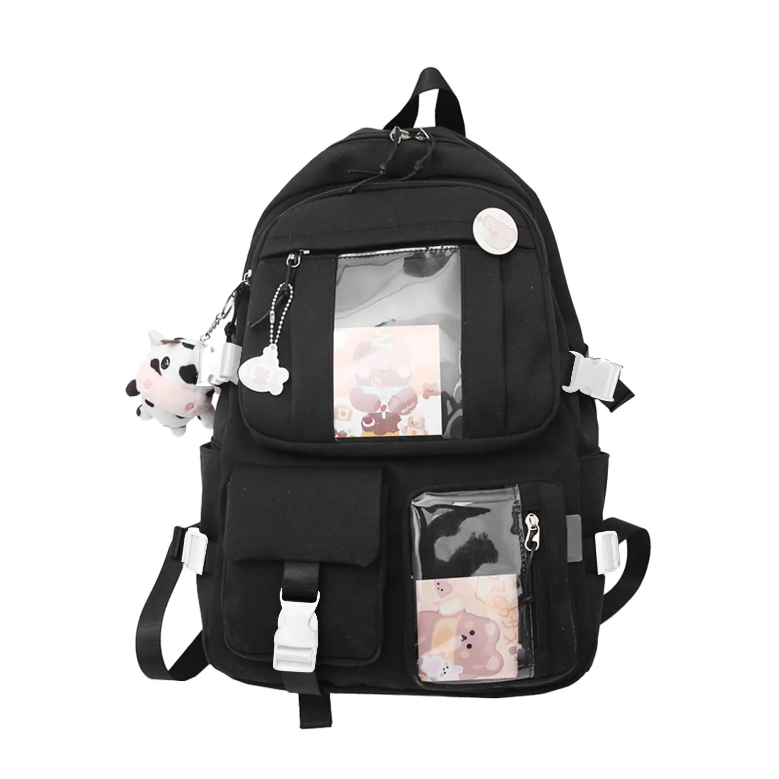 

Girls With Plush Pendant Large Capacity Children Casual School Backpack Portable College Daypack Travel Cute Kawaii Bookbag