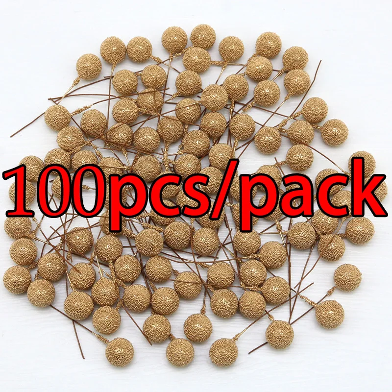 

(100 Pcs/pack) 6cm Christmas Tree Berry Decoration Simulation Bayberry Golden Berry Bouquet False Plant Wreath Decoration